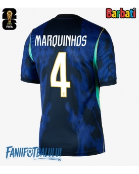 Brazilia Marquinhos #4 Tricou Fotbal Replică Mondial 2026 Barbati Deplasare